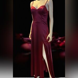City Studio Deep Red Maxi Dress with Slit